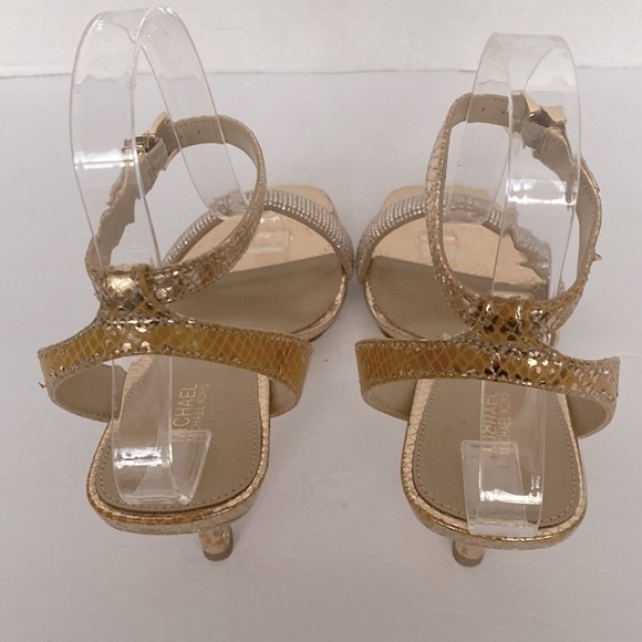 MICHAEL MICHAEL KORS Carrie Embellished Metallic Leather Sandal Size 6.5 - Picture 6 of 9